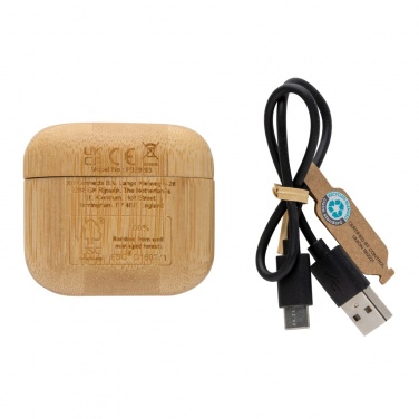 Logo trade advertising products picture of: Bamboo TWS earbuds with RCS recycled plastic