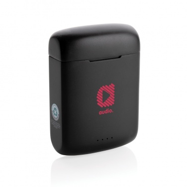 Logo trade corporate gifts image of: Skywave RCS recycled plastic solar earbuds