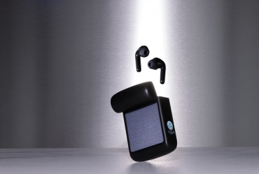 Logotrade promotional gifts photo of: Skywave RCS recycled plastic solar earbuds