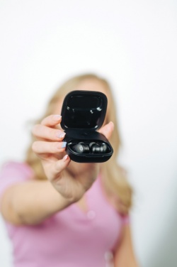 Logo trade promotional merchandise image of: Lakewood RCS recycled and repairable wireless earbuds