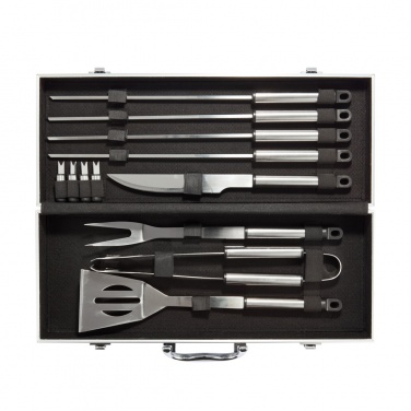 Logo trade business gifts image of: 12 pcs barbecue set in aluminium box