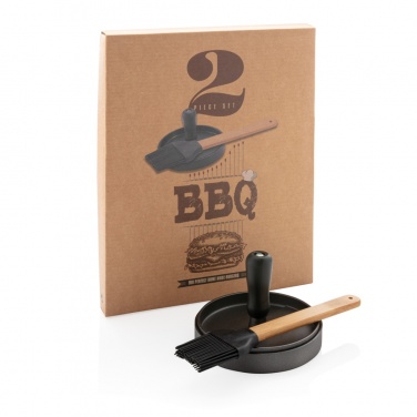Logo trade advertising product photo of: BBQ set with hamburger press and brush