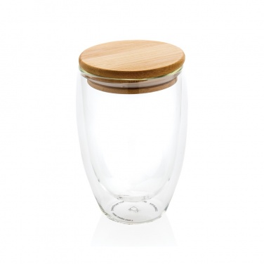 Logo trade promotional products picture of: Double wall borosilicate glass with bamboo lid 350ml