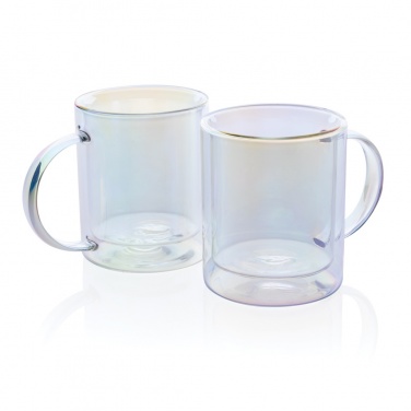 Logo trade promotional gifts image of: Deluxe double wall electroplated glass mug