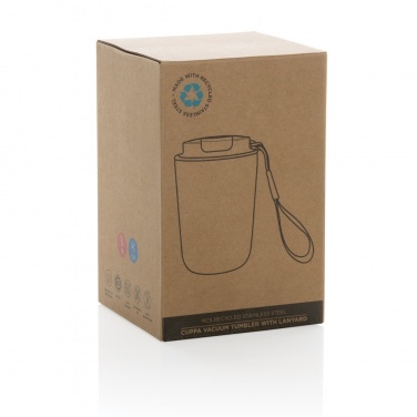 Logo trade promotional merchandise picture of: Cuppa RCS re-steel vacuum tumbler with lanyard