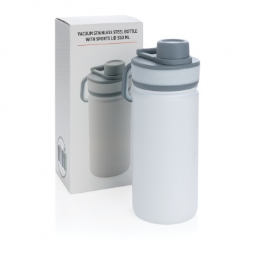 Logo trade advertising products image of: Vacuum stainless steel bottle with sports lid 550ml