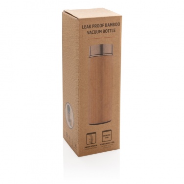 Logo trade promotional giveaways image of: Leak proof bamboo vacuum bottle