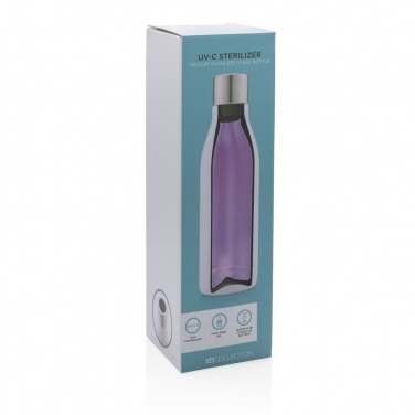 Logo trade promotional items image of: UV-C steriliser vacuum stainless steel bottle