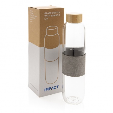 Logo trade promotional gifts image of: Impact borosilicate glass bottle with bamboo lid