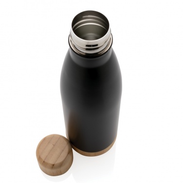 Logo trade promotional products image of: Vacuum stainless steel bottle with bamboo lid and bottom