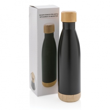 Logo trade promotional gift photo of: Vacuum stainless steel bottle with bamboo lid and bottom