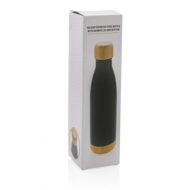Logo trade promotional gifts image of: Vacuum stainless steel bottle with bamboo lid and bottom