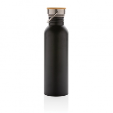 Logo trade promotional merchandise photo of: Modern stainless steel bottle with bamboo lid