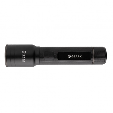 Logo trade business gifts image of: RCS recycled aluminum USB-rechargeable heavy duty torch