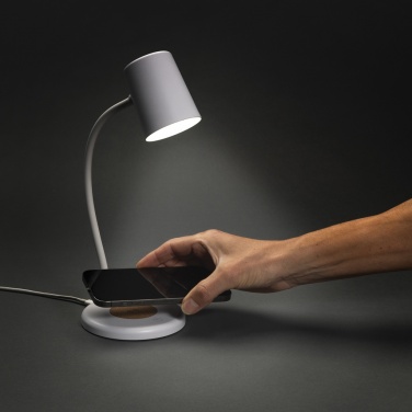 Logotrade advertising product picture of: Zenara RCS recycled plastic and cork 15W wireless desk lamp