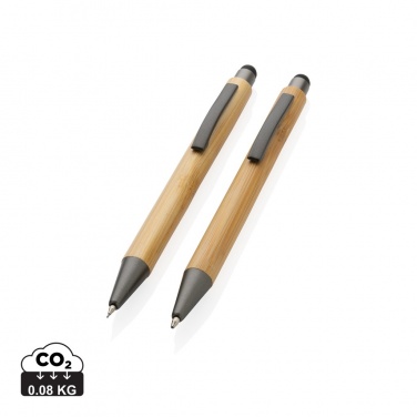 Logo trade promotional merchandise image of: Bamboo modern pen set in box