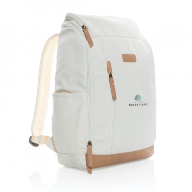 Logotrade corporate gift image of: Impact AWARE™ 16 oz. recycled canvas 15" laptop backpack