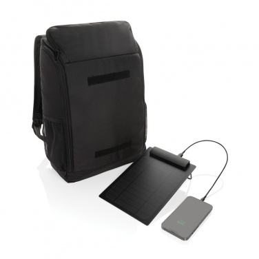 Logo trade corporate gifts picture of: Pedro AWARE™ RPET deluxe backpack with 5W solar panel