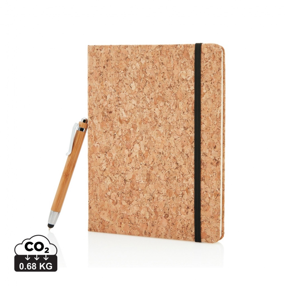 Logotrade corporate gift image of: A5 notebook with bamboo pen including stylus