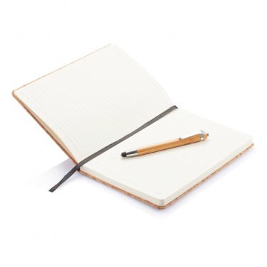 Logotrade promotional merchandise image of: A5 notebook with bamboo pen including stylus