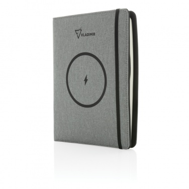 Logo trade promotional gifts picture of: Air 5W wireless charging notebook with 5000mAh powerbank
