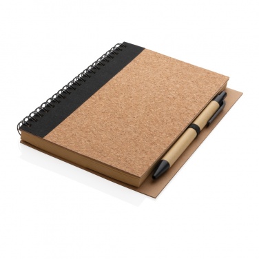 Logo trade promotional merchandise photo of: Cork spiral notebook with pen