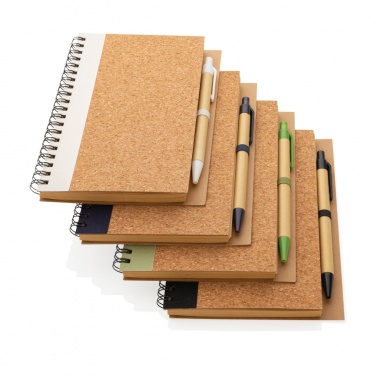 Logo trade promotional giveaways image of: Cork spiral notebook with pen