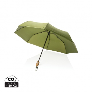 Logotrade promotional product picture of: 21" Impact AWARE™ RPET 190T bamboo auto open/close umbrella