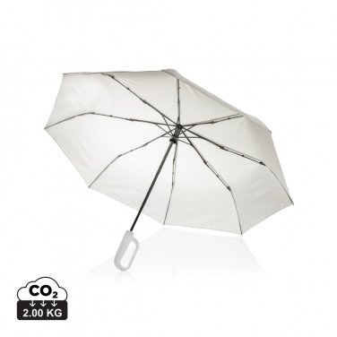 Logo trade promotional giveaway photo of: Yara 21" AWARE™ RPET solid colour umbrella with carabiner
