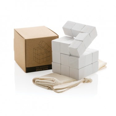 Logotrade promotional item picture of: Wooden brain game in canvas pouch