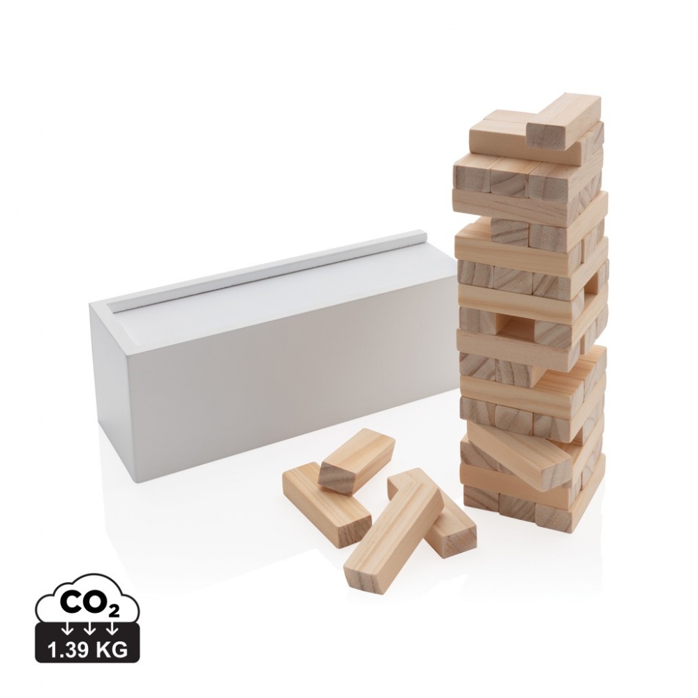 Logo trade corporate gifts picture of: Deluxe tumbling tower wood block stacking game