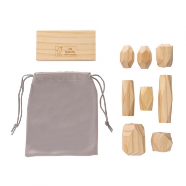 Logo trade promotional merchandise picture of: Ukiyo Crios wooden balancing rocks in pouch