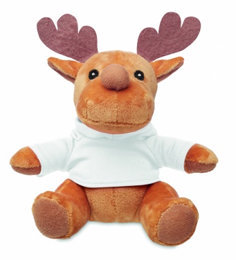 Logo trade business gifts image of: Plush reindeer with hoodie