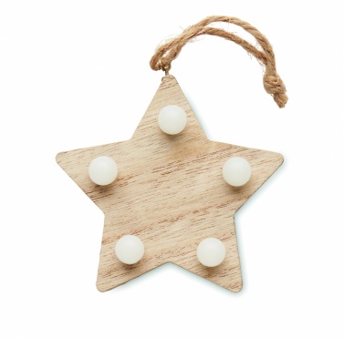 Logo trade corporate gifts image of: Wooden weed star with lights