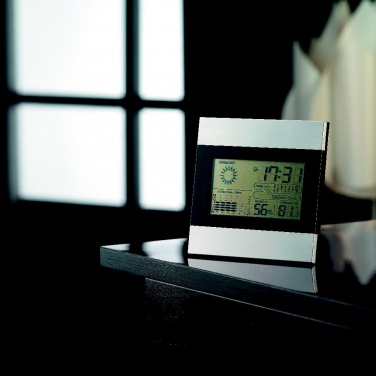Logo trade advertising products image of: Weather station and clock