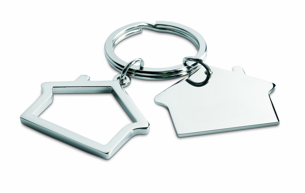 Logo trade promotional item photo of: Metal key ring house shape Jyvaskyla