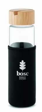 Logo trade promotional giveaways image of: Glass bottle bamboo lid 600ml