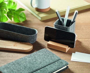 Logo trade promotional item photo of: RPET felt pen pot phone stand