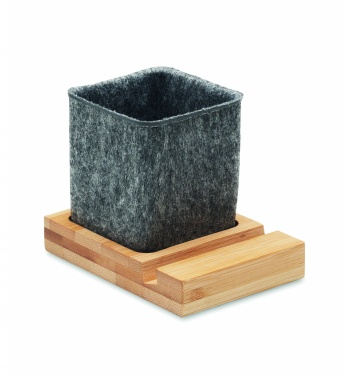 Logotrade promotional giveaway image of: RPET felt pen pot phone stand