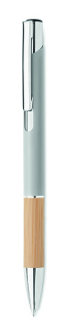 Logo trade promotional items image of: Ballpoint pen made of aluminum with a bamboo grip