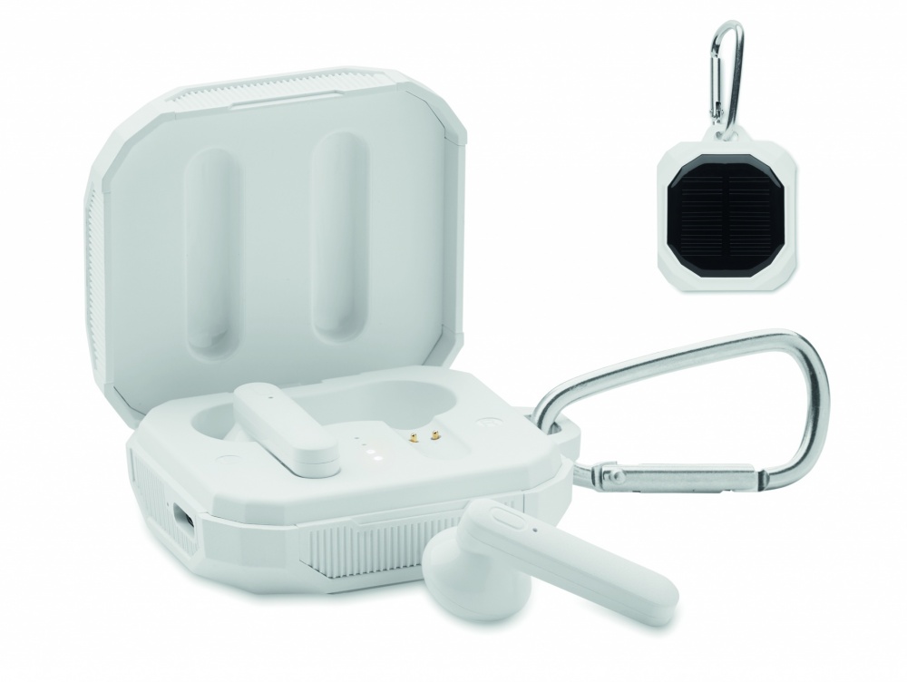 Logo trade corporate gifts image of: TWS earbuds with solar charger