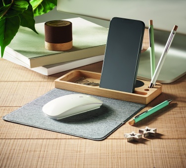 Logo trade corporate gifts picture of: Wireless charger in bamboo 15W