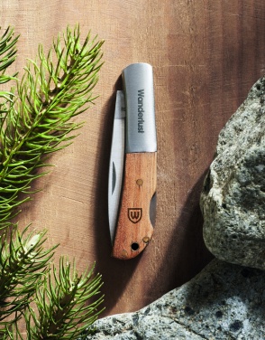 Logo trade promotional products image of: Foldable knife in acacia wood