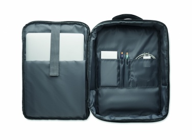 Logo trade promotional product photo of: A safe 15-inch laptop backpack made of 300D RPET with a 210D RPET lining and customizable printing.