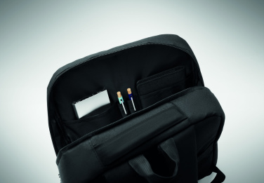 Logotrade promotional gift picture of: Slim 15 inch laptop backpack made of 600D RPET polyester with a 210D lining and customizable printing