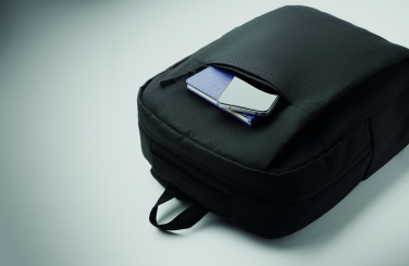 Logo trade promotional products image of: Slim 15 inch laptop backpack made of 600D RPET polyester with a 210D lining and customizable printing