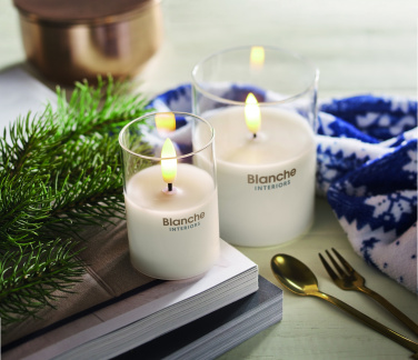Logo trade business gift photo of: LED wax candle in glass holder