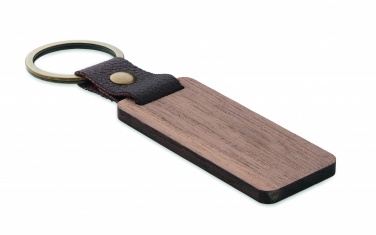 Logo trade business gift photo of: Key ring in walnut and PU Kokkola