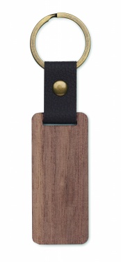 Logotrade promotional products photo of: Key ring in walnut and PU Kokkola