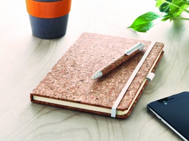 Logo trade advertising product photo of: A5 cork notebook with pen